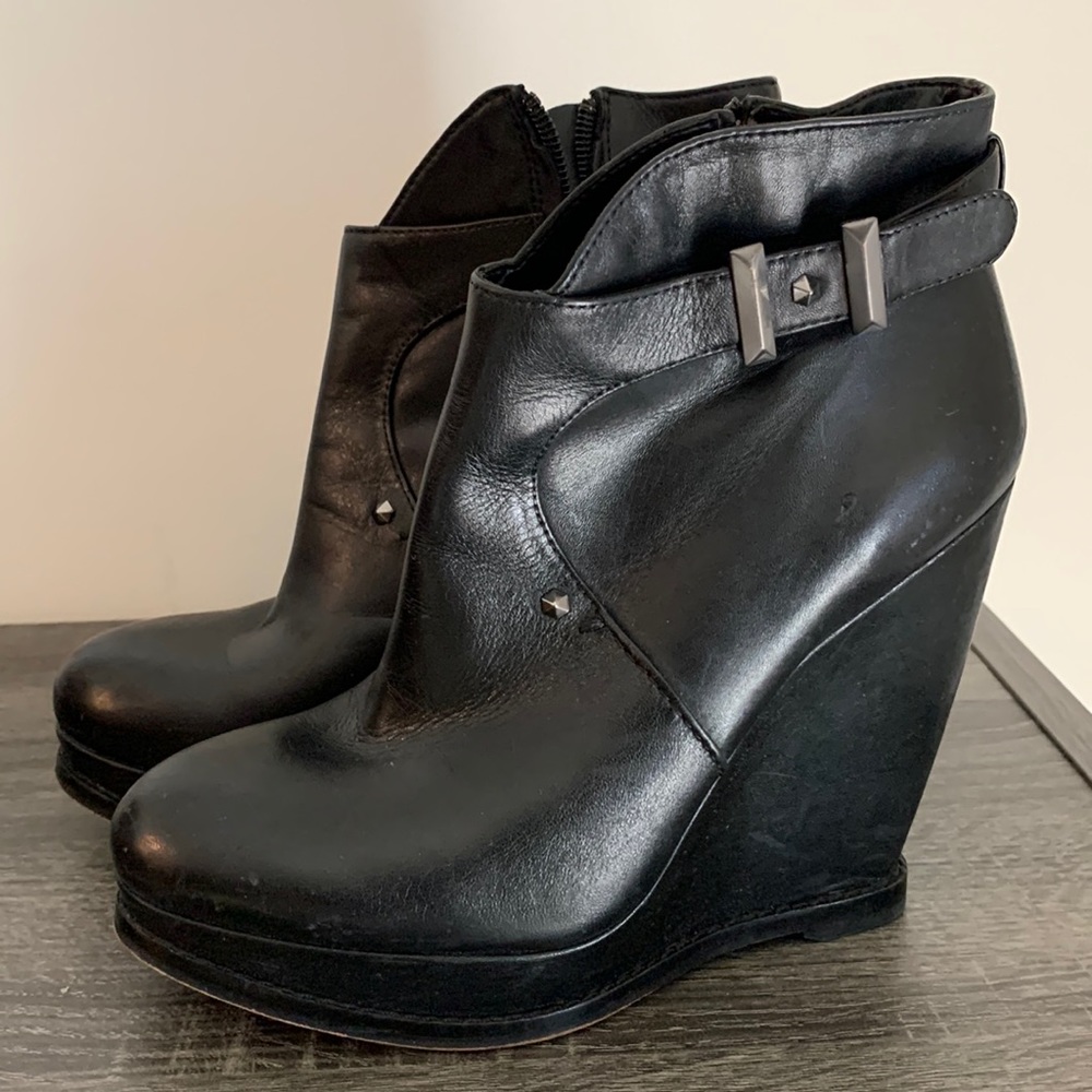 Black Wedge Ankle Boots